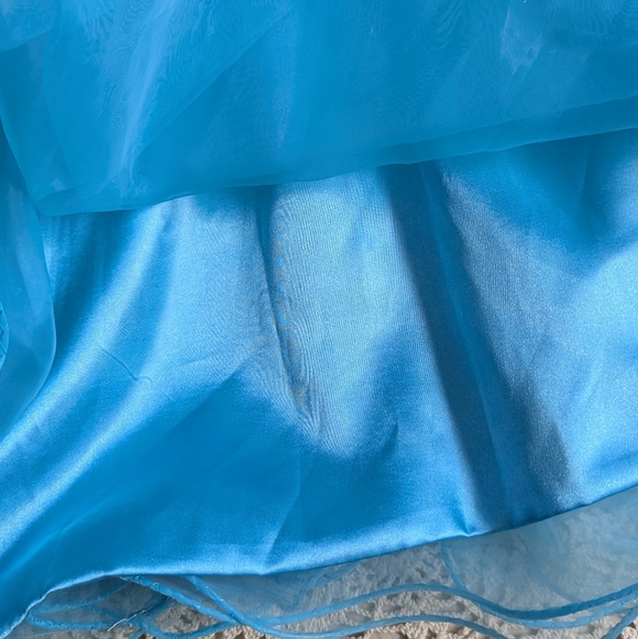 Rhinestone & Sequin Bodice Strapless Party/Prom Dress Sky Blue Size M - Picture 8 of 16